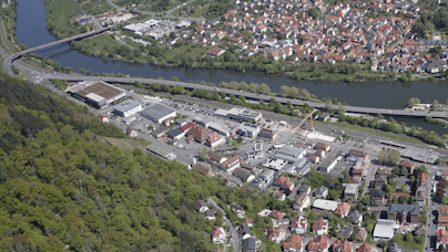 Luftbild des Bahngeländes in der Innenstadt