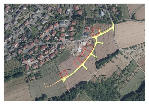 Lageplan der Bauplätze Baugebiet Reicholzheim nummeriert und mit Grundstücksgrößen