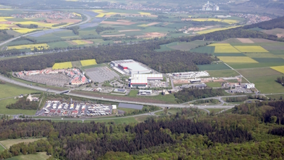 Luftbild Gewerbegebiet Almosenberg, Wertheim-Bettingen/Dertingen