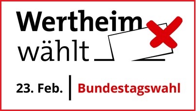 Bildmarke/ Symbolbild Bundestagswahl 2025 mit der Aufschrift "Wertheim wählt"